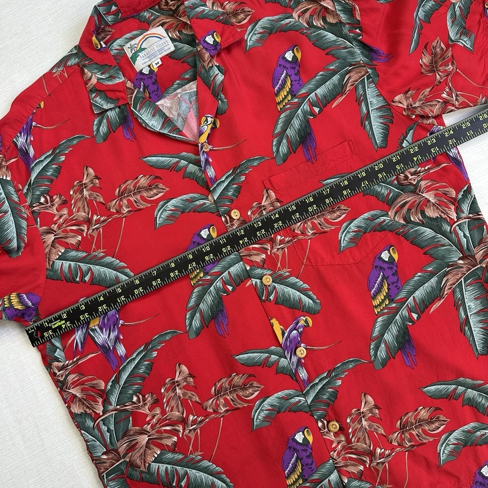 Vtg Paradise Found Hawaiian Magnum PI Tom Selleck Parrot Shirt Men M Red - Picture 6 of 8